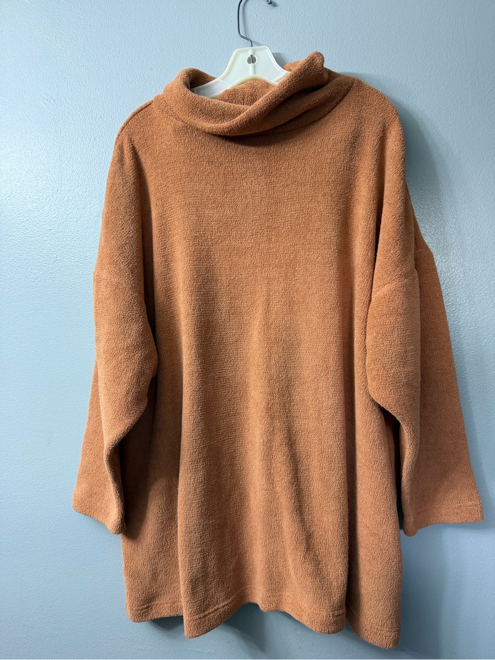 FP Beach Terry cowl neck sweater oversized in Burnt Orange medium